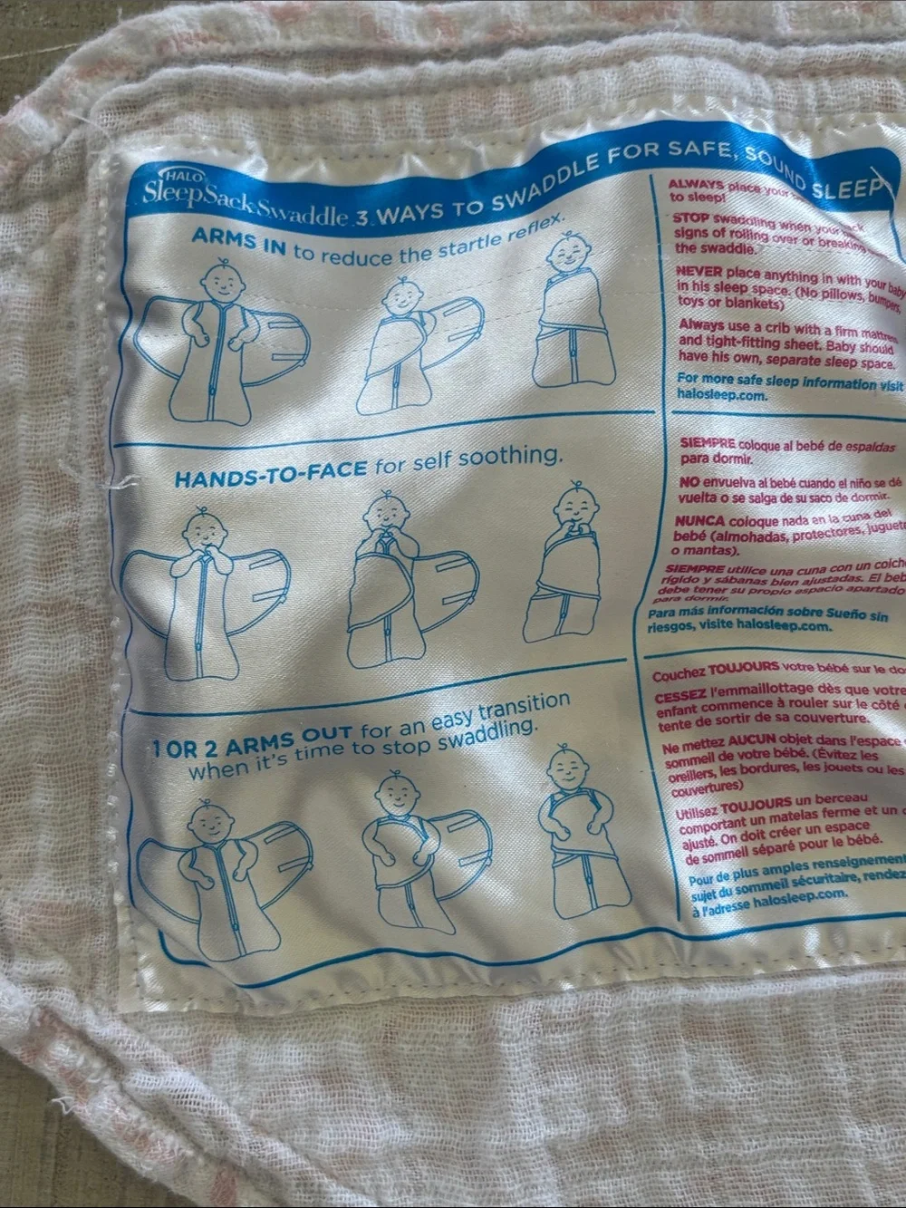 Halo Pink Muslin 3-6 Months Swaddle Sleep Sack